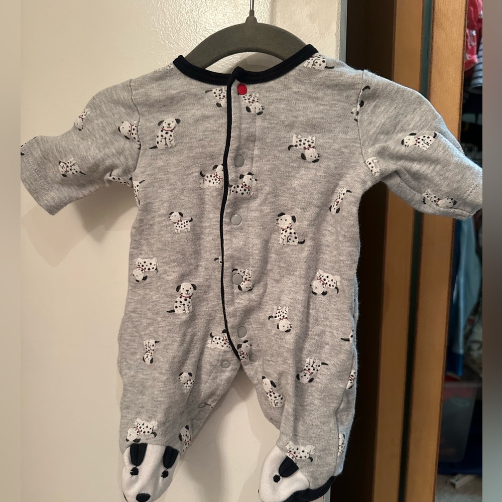 EUC LITTLE ME Unisex Boys Footje Onesie Pajamas PREEMIE with Dalmatians